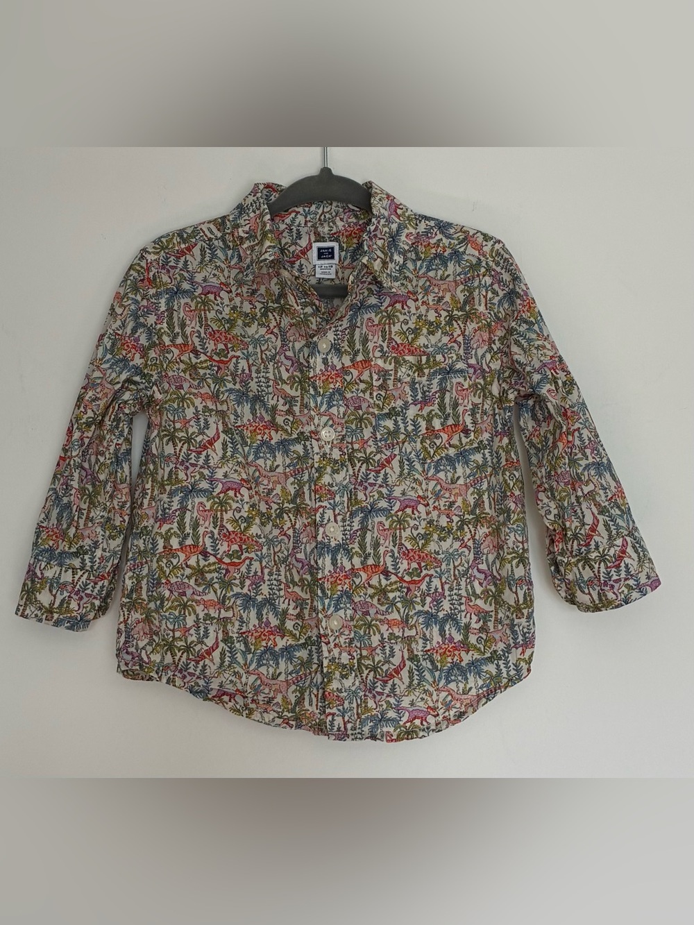 Janie and Jack Button-Down Dinosaur Jungle Long-Sleeve Shirt 100% Cotton 12-28M
